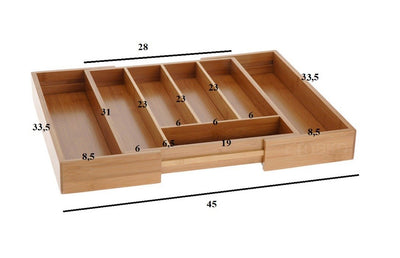 Rozsuwany pojemnik na sztućce, wkład do szuflady, 28,5 - 45 x 34 x 5 cm