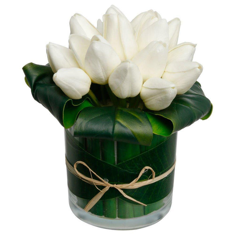 Sztuczny Bukiet Tulipanów, 17 cm, kolor biały