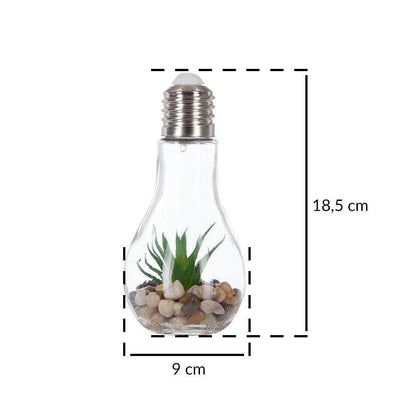 Żarówka dekoracyjna LED ze sztuczną rośliną, 18,5 cm, motyw aloes