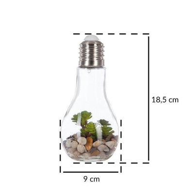 Żarówka dekoracyjna LED ze sztuczną rośliną, 18,5 cm, motyw grubosz