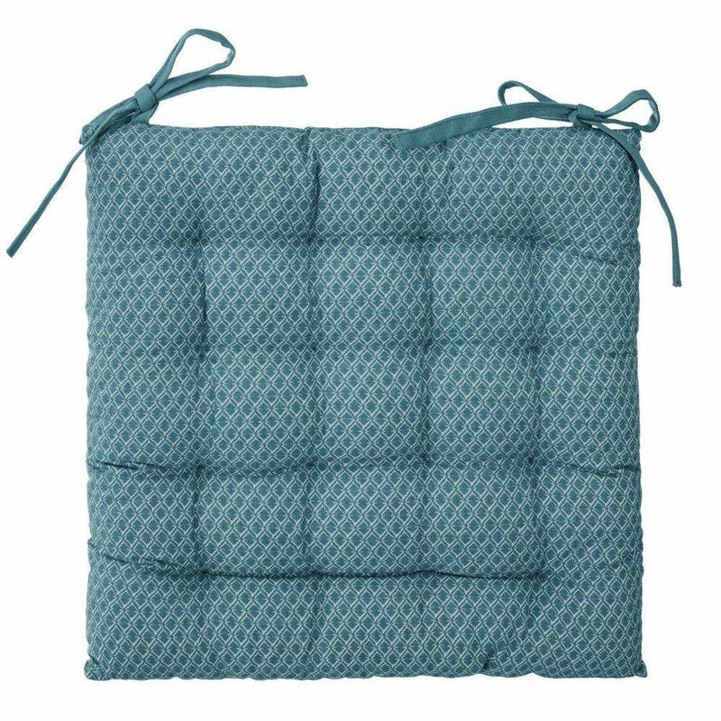 Poduszka na krzesło pikowana z wiązaniem OTTO, 38 x 38 cm, kolor niebieski