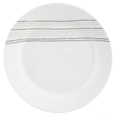 Zastawa obiadowa LINES, 19 elementów, kolor biały z nadrukiem w pasy
