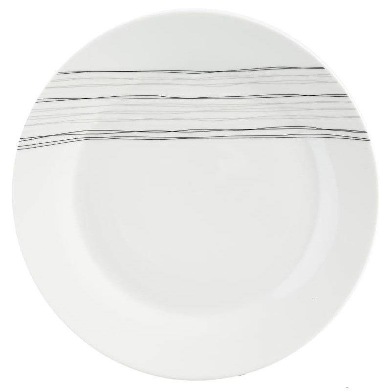 Zastawa obiadowa LINES, 19 elementów, kolor biały z nadrukiem w pasy
