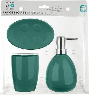 Zestaw łazienkowy 3 elementy z ceramiki, kolor zielony
