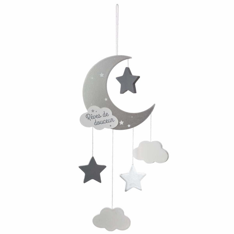 Dekoracja wisząca dla dzieci, motyw księżyca i chmurek, 43 cm