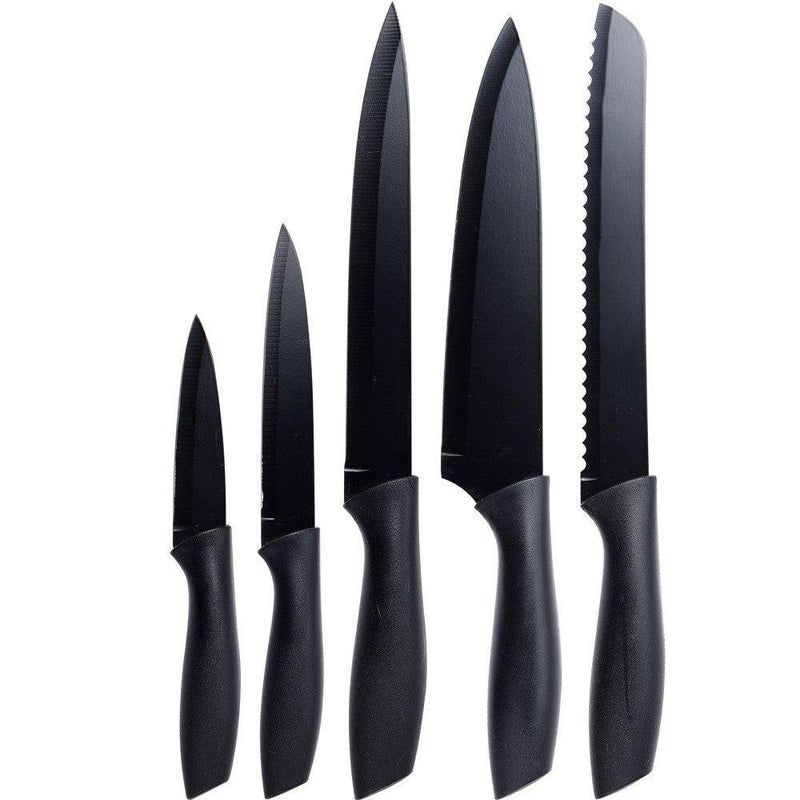 Noże kuchenne ze stali nierdzewnej, 5 sztuk w kolorze czarnym