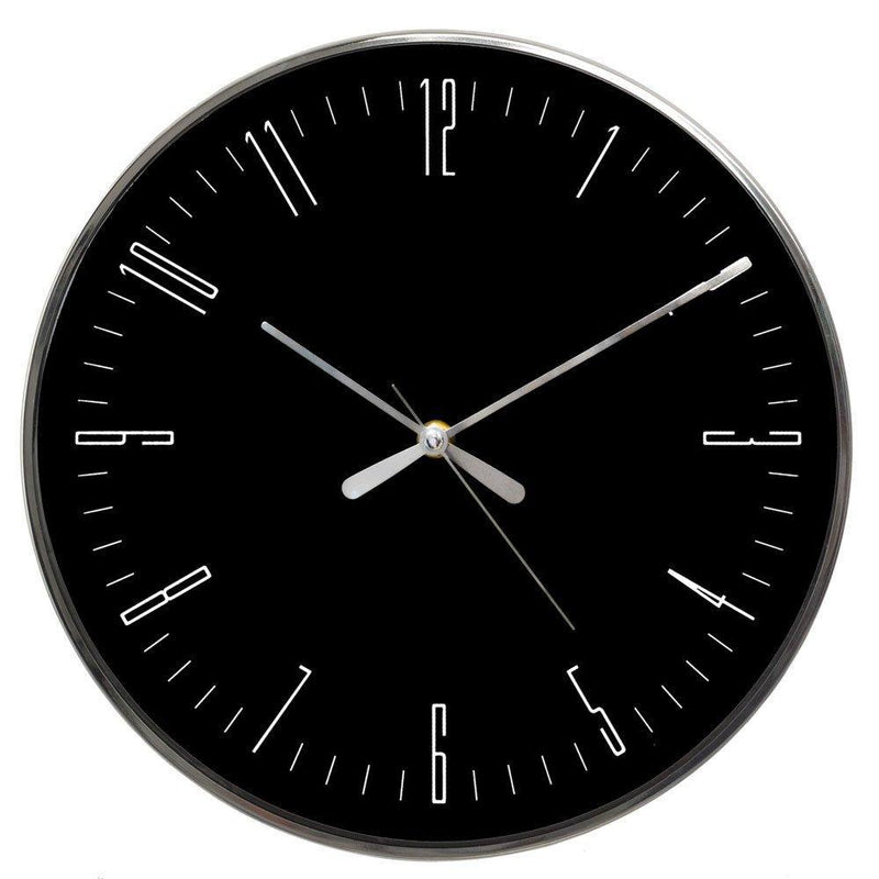 Zegar z cichym mechanizmem Ø 33 cm, czarny