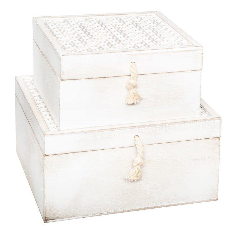 Zestaw 2 szkatułek na drobiazgi, biżuterię, pudełka DECO w kolorze białym