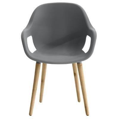 Krzesło do jadalni lub salonu ESTIVA  z drewnianymi nogami, kolor szary