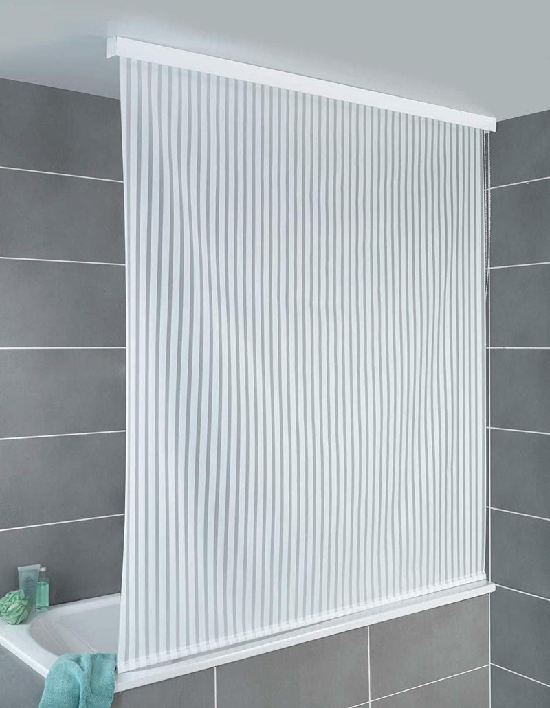 Zasłona prysznicowa Blind, biała z paskami, 132 x 240 cm, WENKO