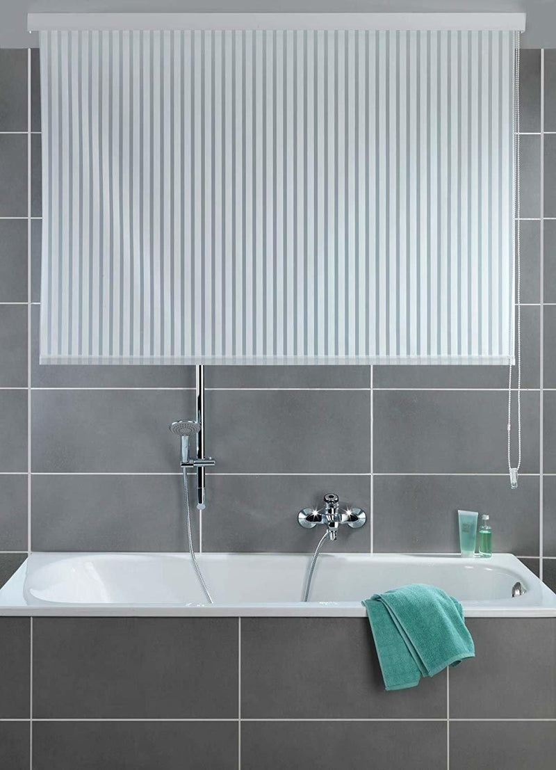 Zasłona prysznicowa Blind, biała z paskami, 132 x 240 cm, WENKO