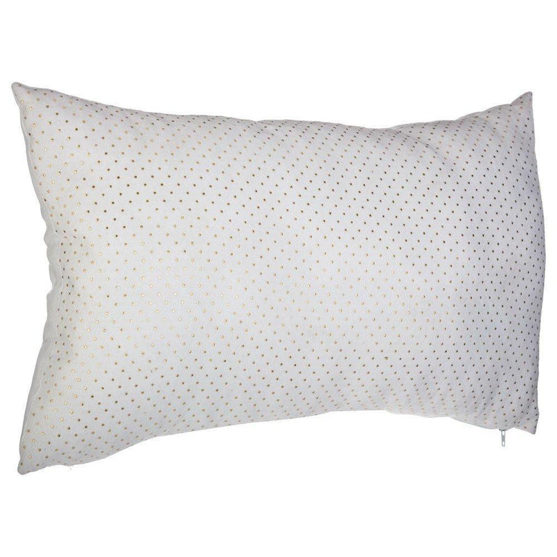Poduszka dekoracyjna, ozdobna, 50 x 30 cm, kolor biały z nadrukiem w kropeczki - EMAKO