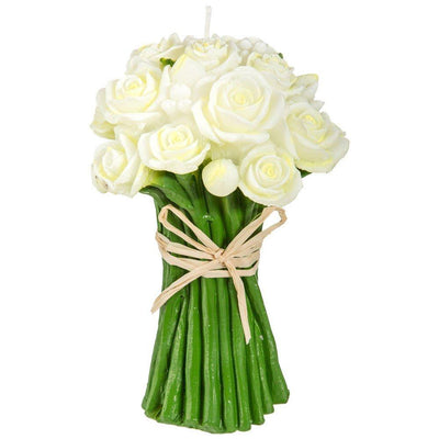 Świeca dekoracyjna Bukiet Róż, 15 cm, kolor biały