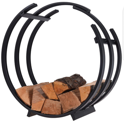 Stojak okrągły na drewno do kominka, Ø 54 cm, kolor czarny