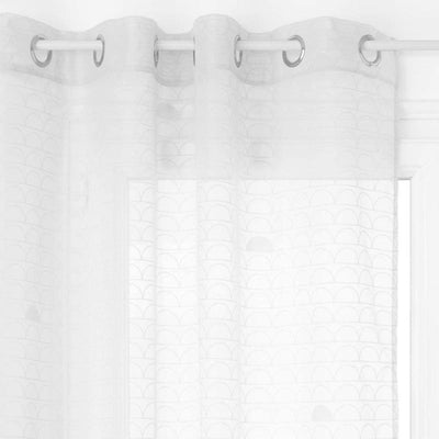 Zasłona okienna na przelotkach ze wzorem, kolor biały, 140 x 240 cm
