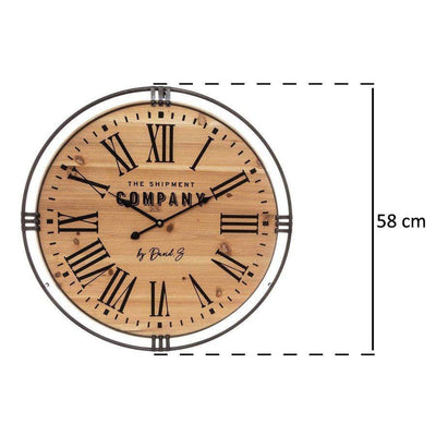 Okrągły zegar ścienny COLONIAL, drewniany, Ø 58 cm