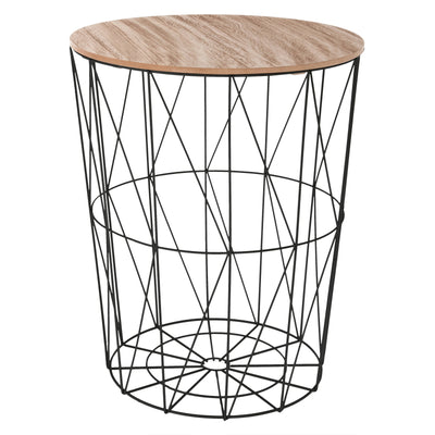 OUTLET - Stolik kawowy ze stalową konstrukcją, stolik okazjonalny, druciany ze schowkiem