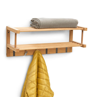 Bambusowa półka na ubrania, wieszak + haczyki, ZELLER - EMAKO