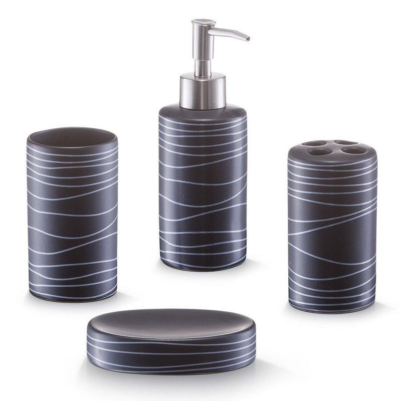 Ceramiczny zestaw akcesoriów łazienkowych BLACK - 4 sztuki w komplecie