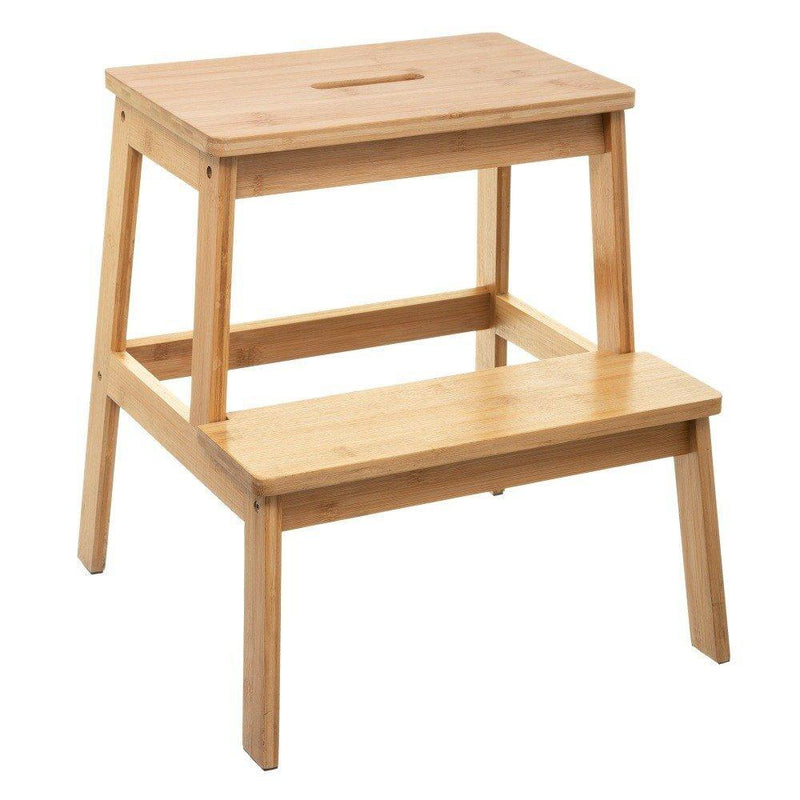 Taboret, stołek 2-stopniowy, bambusowy, pomocnik, drabinka