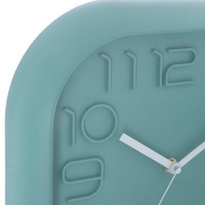 Kwadratowy zegar ścienny, wiszący zegar na ścianę, 3D efekt, 30 x 30 cm, kolor morski