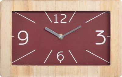 Zegar stołowy na biurko, komodę, drewniany, 30 x 19 cm, kolor czerwony