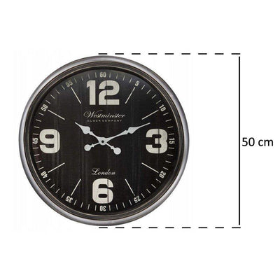 Zegar ścienny w starymi stylu do zawieszenia na ścianie, czarny, Ø 50 cm