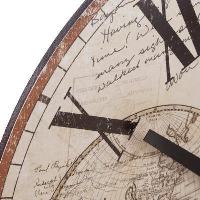 Zegar ścienny z mapą świata, cyfry rzymskie, do salonu, kuchni, biura, Ø 28 cm