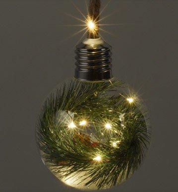 Bombka LED, świąteczna, szklana na sznurku, 60 cm