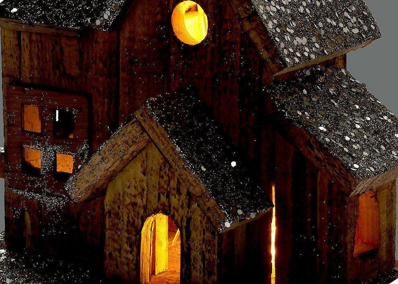 Domek drewniany LED, dekoracja świąteczna, 20 cm