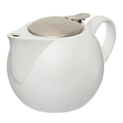 Dzbanek do herbaty z sitkiem, ceramika, 750 ml, kolor biały