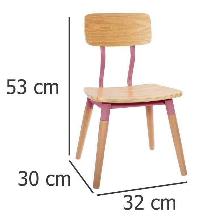 Krzesło dziecięce VINTAGE, drewniane, różowe