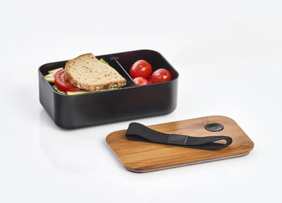 Lunchbox z przegródką, 19 x 12 x 7 cm, kolor czarny, ZELLER