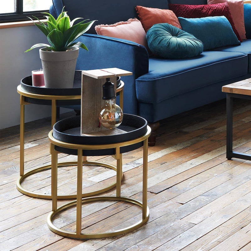 Zestaw designerskich stolików kawowych GOLD, 2 rozmiary w komplecie