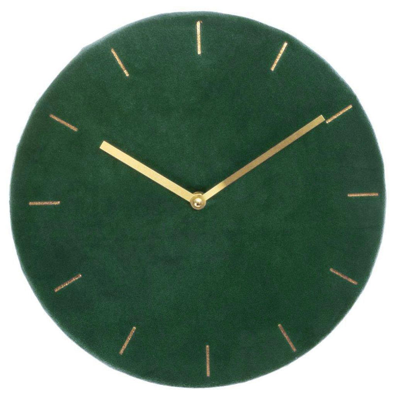 Zegar ścienny wskazówkowy z tarczą obitą welurem, Ø 30 cm, kolor zielony