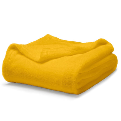 Koc pluszowy na łóżko, 180x220 cm, kolor żółty, TODAY