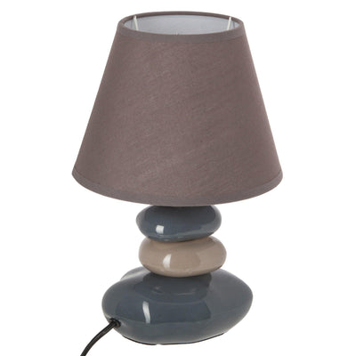 Lampka stołowa PEBBLE, 31 cm, brązowa z szaro-kremową podstawą