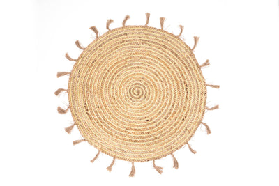 Dywan dekoracyjny z juty, Ø 80cm, okrągły z frędzlami