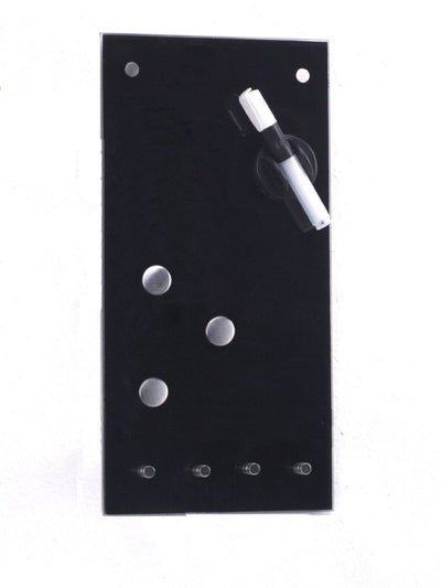 Szklana tablica MEMO na notatki, czarna + 3 magnesy i 4 haczyki, 40x20 cm, ZELLER