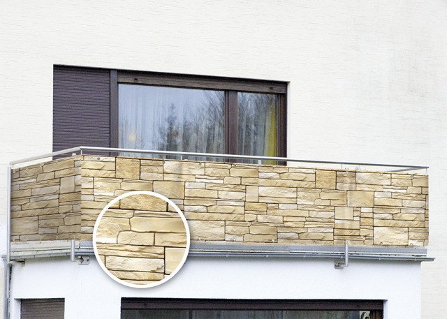 Osłona balkonowa z motywem kamienia dekoracyjnego - 500 x 85 cm, WENKO