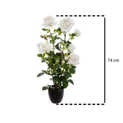 Sztuczne kwiaty doniczkowe KRZEW RÓŻY, 74 cm