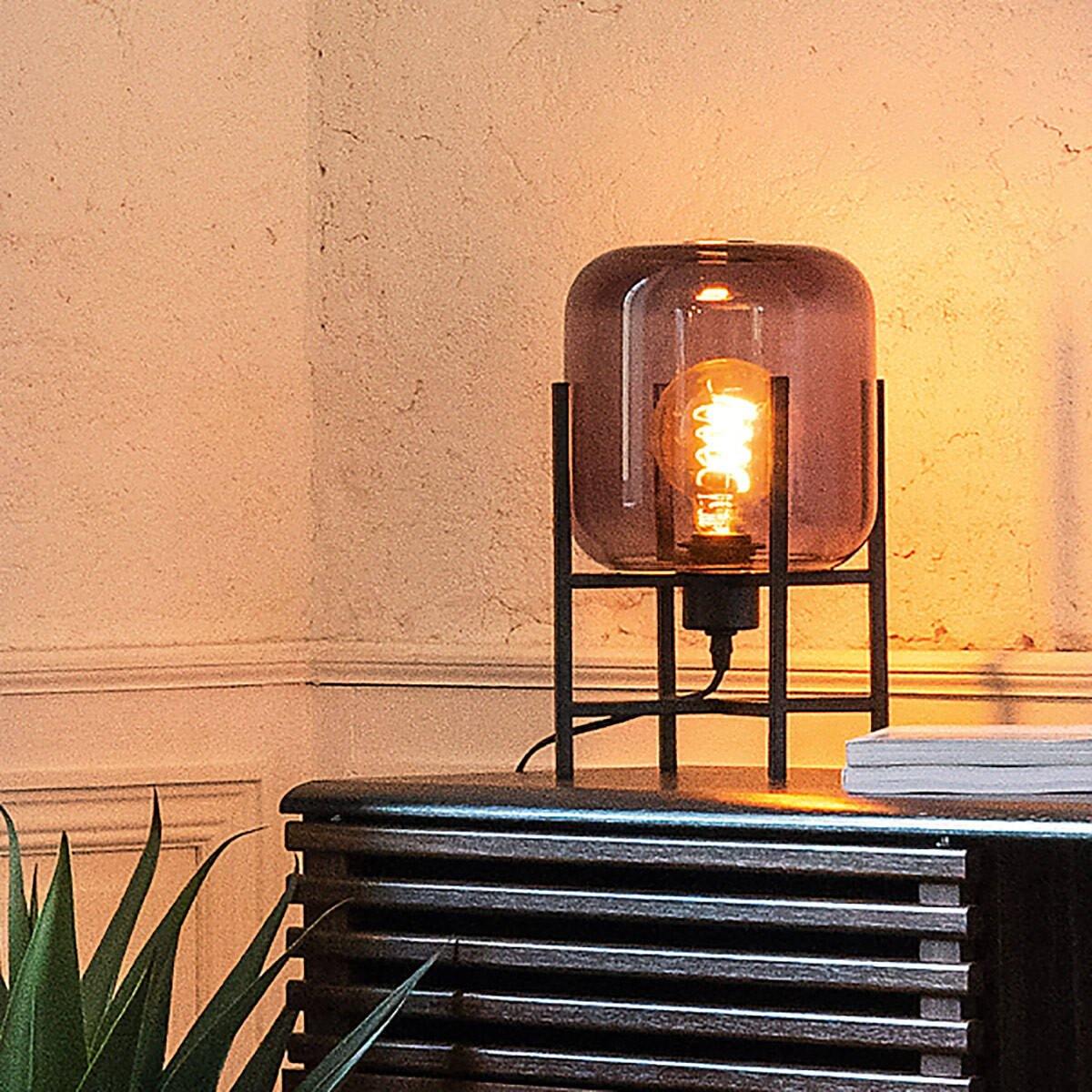 Lampa stołowa ROB ze szkła dymionego, 34 cm