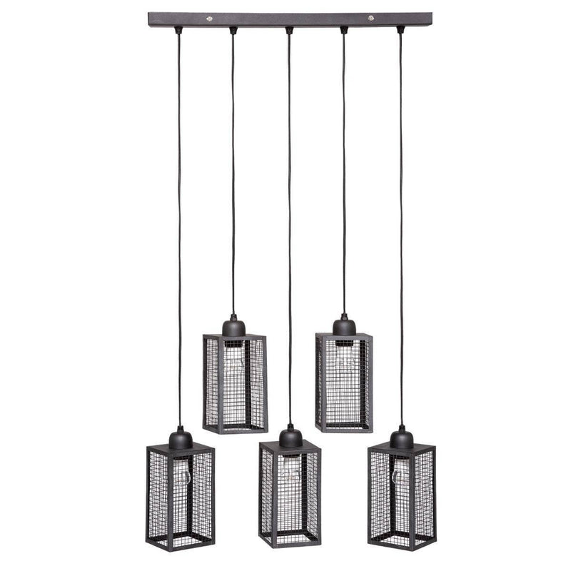 Lampa wisząca HUNE, 5 metalowych lampionów