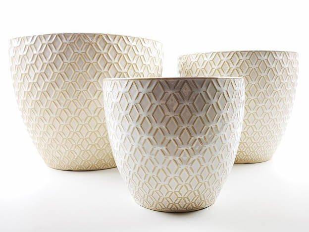 Doniczki ceramiczne, 3 sztuki, brązowe