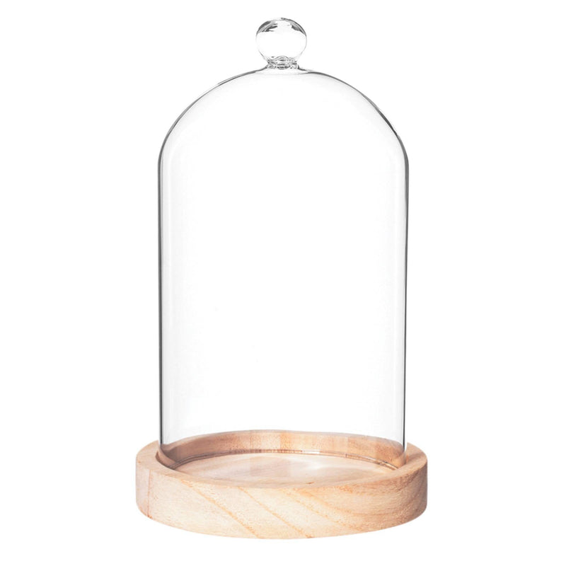 Szklana kopuła na drewnianej podstawie, Ø 12 cm