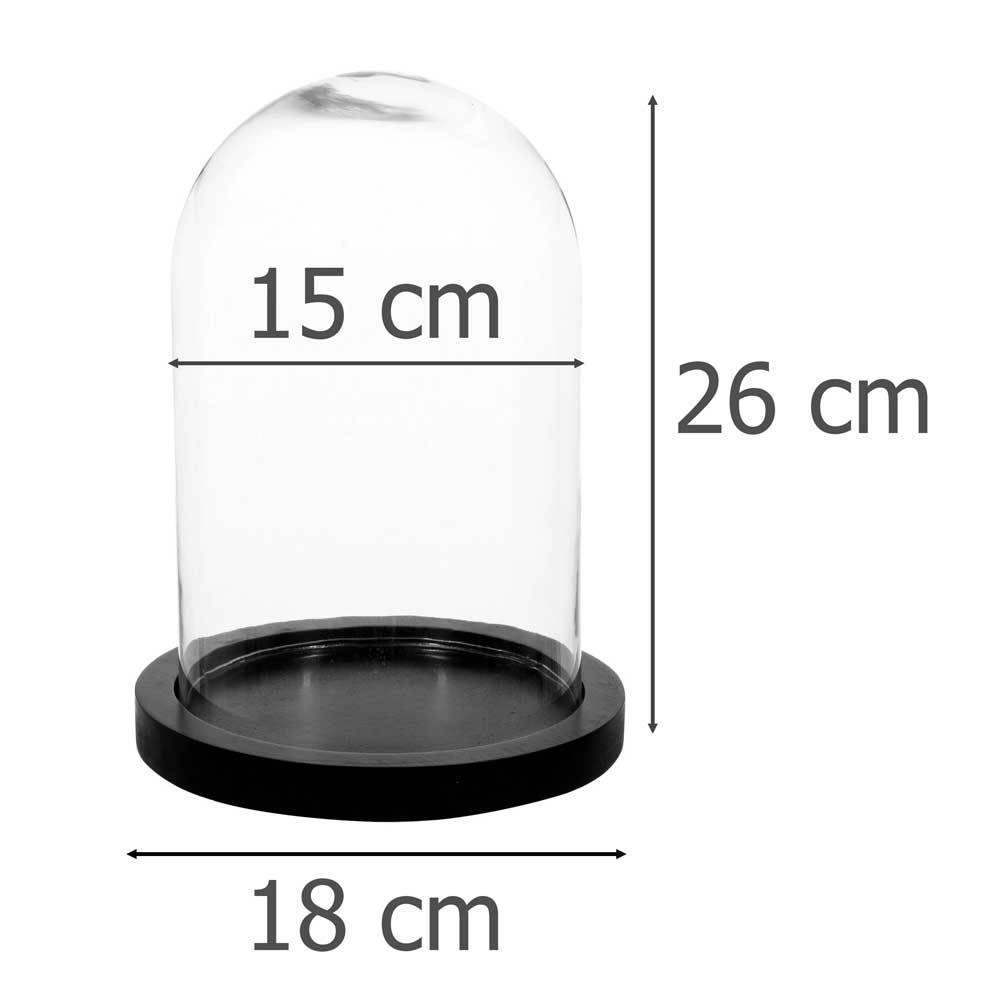 Szklana kopuła, Ø 18 cm, czarna podstawa