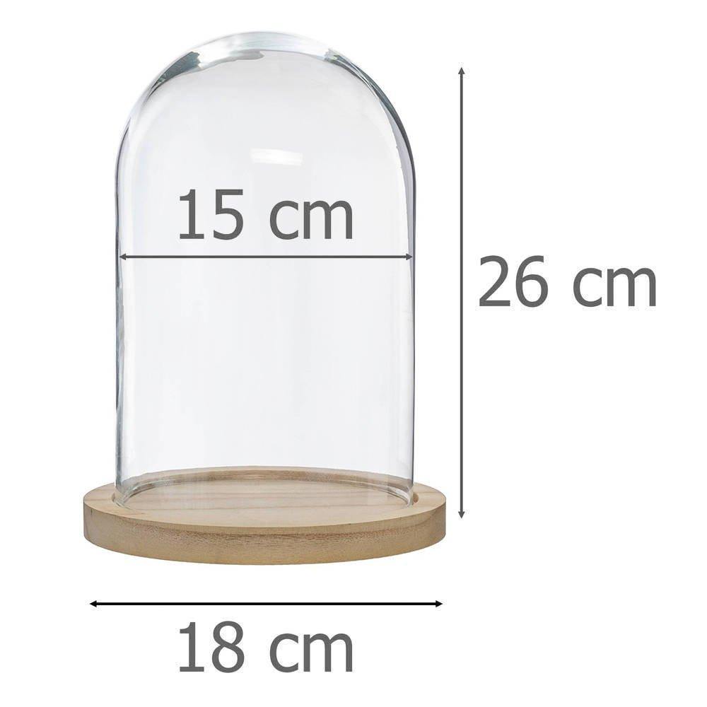 Szklana kopuła, Ø 18 cm, na drewnianej podstawie