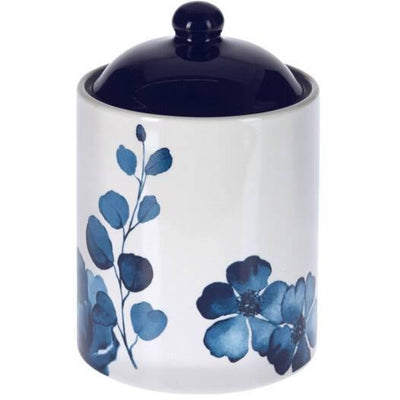 Pojemnik z pokrywką, ceramiczny, niebieski, 500 ml, wzór kwiatowy