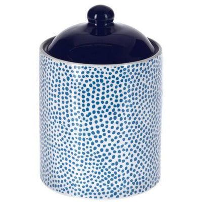 Pojemnik z pokrywką, ceramiczny, niebieski, 500 ml, wzór w kropki 