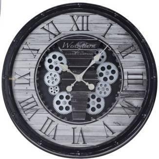 Zegar na ścianę, industrialny, czarny, Ø 50 cm